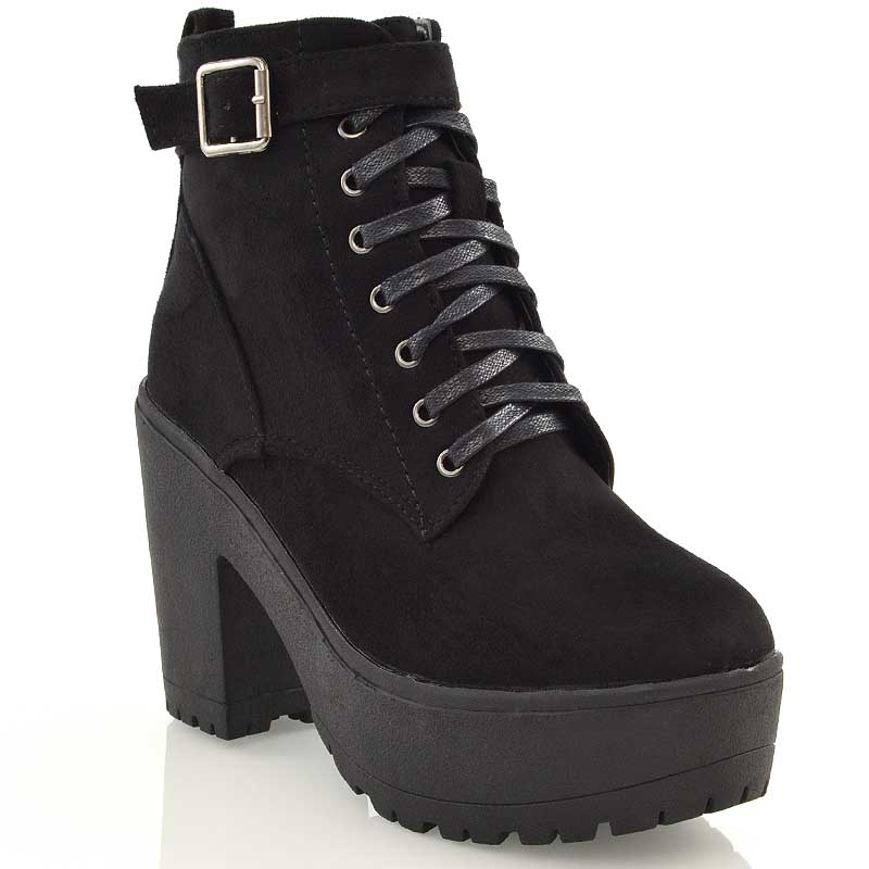cleated sole lace up boots